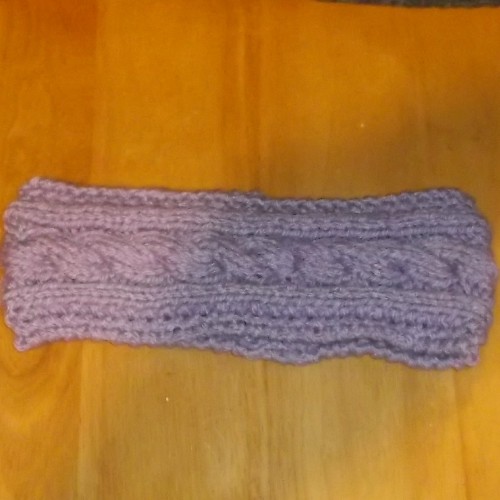 Lilac cable knit knitted headwear, handmade by Longhaired Jewels